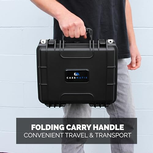 CASEMATIX 13" Waterproof Hard Case with Customizable Foam for Portable Electronics, Tools and Accessories - Hard Shell Plastic Case with Pre-Diced Travel Case Foam Interior - size: 13"