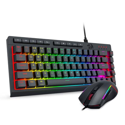 Redragon 60% Wired Gaming Keyboard and Mouse Combo, RGB Backlit, Black | Mini Macro Membrane Keyboard with Anti-Ghosting & Multimedia Keys + 8000 DPI Programmable Optical Mice for PC Laptop