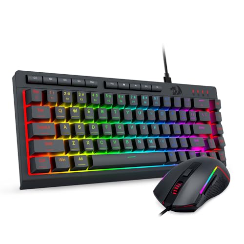 Redragon 60% Wired Gaming Keyboard and Mouse Combo, RGB Backlit, Black | Mini Macro Membrane Keyboard with Anti-Ghosting & Multimedia Keys + 8000 DPI Programmable Optical Mice for PC Laptop