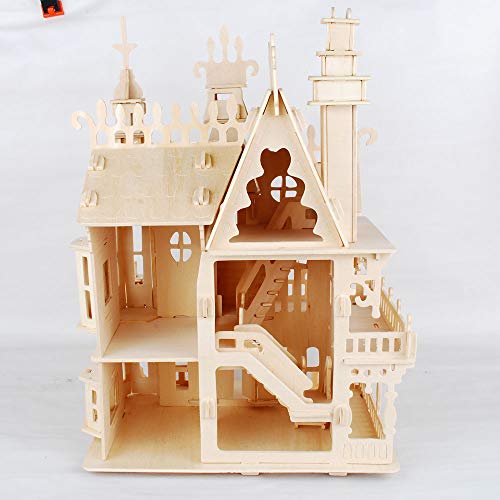 NWFashion Wooden Dream Dollhouse DIY Kits 3D Puzzle for Christmas Party Halloween House (Dream House) - color: Dream House