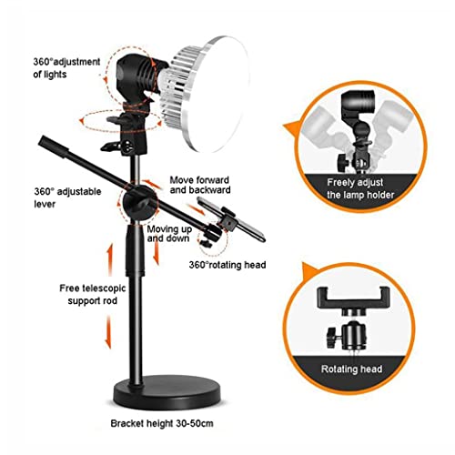 Adjustable 50cm Phone Shooting Bracket Stand with Boom Arm+Super Bright 175W LED Light Photo Studio Kits