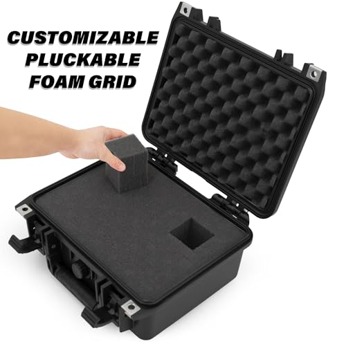 CASEMATIX 11" Waterproof Hard Case with Customizable Foam for Portable Electronics, Tools and Accessories - Hard Shell Small Plastic Case with Pre-Diced Travel Case Foam Interior - size: 11"