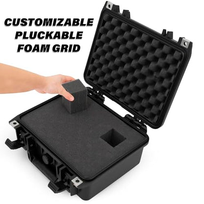 CASEMATIX 11" Waterproof Hard Case with Customizable Foam for Portable Electronics, Tools and Accessories - Hard Shell Small Plastic Case with Pre-Diced Travel Case Foam Interior - size: 11"