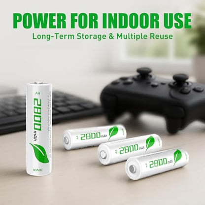 Rechargeable AA Batteries 8Pack, 2800mAh High-Capacity, NiMH, Double A Battery, Long-Lasting, AA Rechargeable Batteries for Household and Office Devices, Pre-Charged - 1.2V Low Self Discharge - size: 8 Count