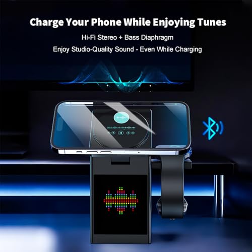 Vivilumens 7-in-1 Wireless Charging Station with Bluetooth Speaker Alarm Clock, LCD Touch Screen, Multifunctional 3 in 1 Wireless Charger, 18W Fasting Charging, Gifts for Men Teenage Boys - color: Black-Touch Screen