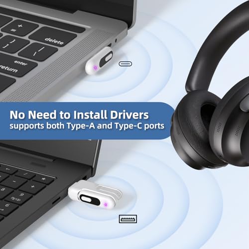 USB-C Bluetooth Audio Adapter for PS5, aptX Adaptive | 2-in-1 USB-A Bluetooth Audio Adapter, Low Latency, Wireless Audio Transmitter to Connect Bluetooth Headphones & Earbuds