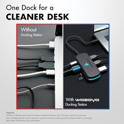 Type C 7 in 1 Wozoyo Docking Station with USB 5Gbps (3.2 Gen 1), 2XUSB 2.0, 4K@60Hz HDMI, SD & TF Card Reader, PD 100W, USB-C Hub, Compatible with Thunderbolt 4, macOS, Windows, Android & iOS - style: 7-in-1