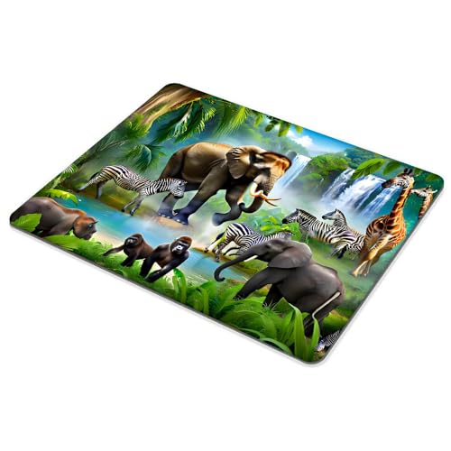 Square Mouse Pad Animal Paradise，Colorful Baby Elephant-1,Gaming Mouse Pads for Desk,Soft Computer Waterproof Non-Slip Mouse Mat - color: Animal Paradise