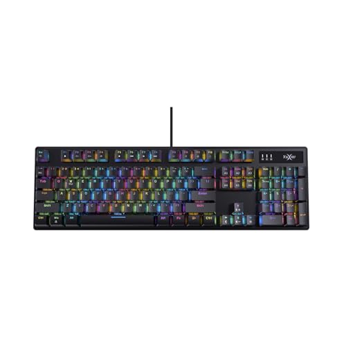 FOXXRAY HKM-88 Full-Size Mechanical Gaming Keyboard, Customizable Keys with Macro Support, RGB Backlit, Standard Clicky Blue Switches, USB Plug and Play for PC - color: Black/Blue Switch