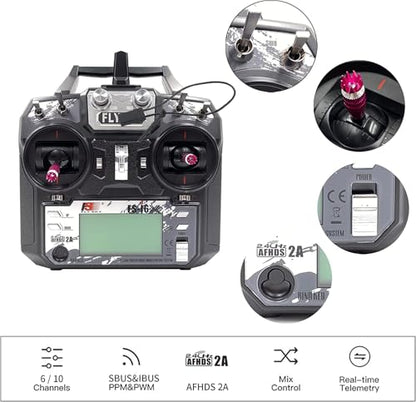 FS-i6X Transmitter and FS-iA6B Receiver 2.4GHz for RC Models Flysky | iBus 10 Channel or PWM 6CH AFHDS2A Radio System for FPV Multirotor, Fixed-Wing, RC Car, RC Boat (Mode-2)