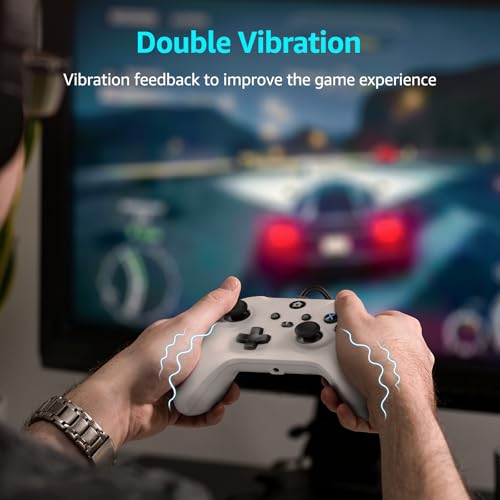 Kamylorus 2-Pack Wired Controller for X-BOX One/PC, Hall Effect Joysticks&Triggers Gamepad with Turbo, 3.5mm Headphone Jack/Dual Vibration, Compatible with X-BOX One/S/X, X-BOX Series S/X, PC, IOS, Android Platforms(2 Pack, White&Black, 7.2ft) - color: Bl