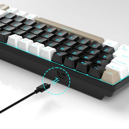MageGee Portable 60% Mechanical Gaming Keyboard, MK-Box LED Backlit Compact 68 Keys Mini Wired Office Keyboard with Brown Switch for Windows Laptop PC Mac - Black/Coffee Color - color: Brown/Brown Switch