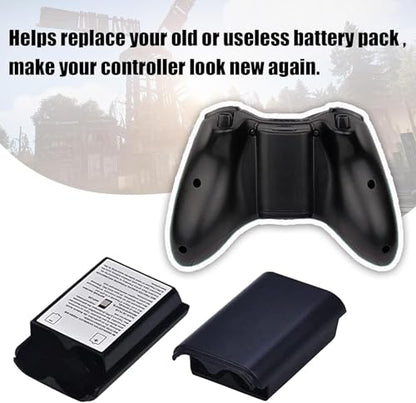 2 Pcs Battery Pack Cover for Xbox360 Wireless Controller, Replacement Battery Pack Cover Shell Case (2×Black) - color: Black
