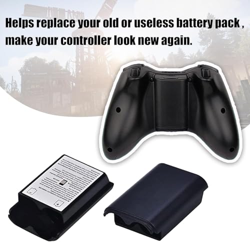 2 Pcs Battery Pack Cover for Xbox360 Wireless Controller, Replacement Battery Pack Cover Shell Case (2×Black) - color: Black