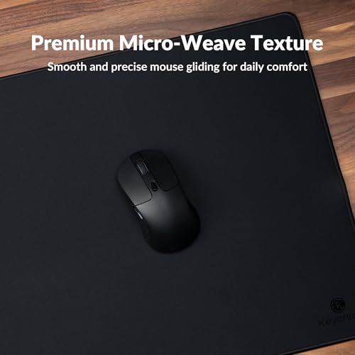 Keychron XL Gaming Mouse Pad Desk Mat, 35.4" × 15.7", Soft Micro-Weave Surface, Non-Slip Rubber Base, Anti-Fray Stitched Edges, Extended Large Mousepad for Gaming & Office – Black - size: XL - 35.4 x 15.7 inches