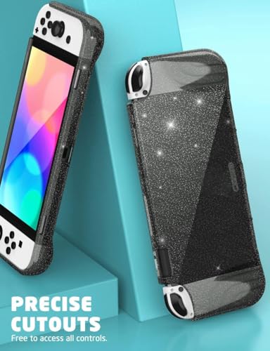 Mumba Case for Nintendo Switch OLED 2021, [Thunderbolt Series] Protective Clear Cover with TPU Grip Compatible with Nintendo New Switch OLED 7 Inch Console and Joy-Con Controller (Shadow) - color: Shadow