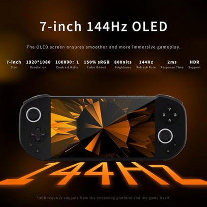 Mangmi Pocket Max Android Handheld Game Console, 7" 144Hz AMOLED Display, Snapdragon 865 8GB RAM 128GB Storage, Modular Magnetic Buttons, WiFi 6 Gaming Emulator with 8000mAh Battery (Black) - style: Black