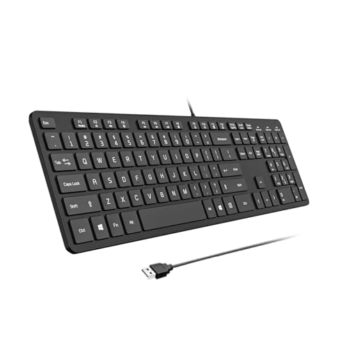 USB Wired Keyboard for Window,Comfortable Quiet Chocolate Keys, Durable Ultra-Slim Wired Computer Keyboard(QWERTY) for PC, Windows 11/10/8/7/XP/Vista KB1430 - color: Black