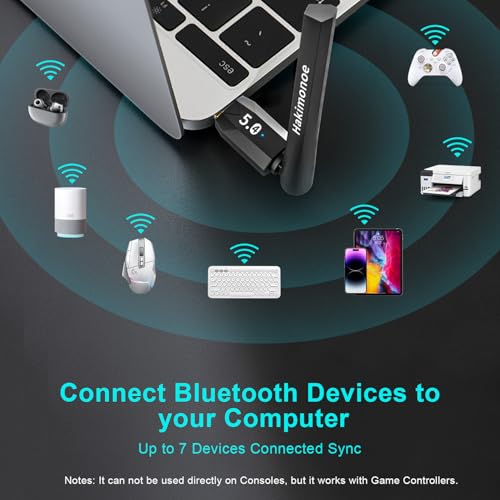Long Range Bluetooth 5.4 Adapter for PC, USB Bluetooth Dongle Enhanced Antenna for Laptop Desktop Computer Windows 11 10 8.1 7, Linux, Pair with Headphones Speaker Mice Keyboard Controller - style: Latest BT5.4-150M Long Range-BT09