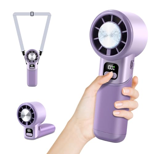 High-Speed Portable Handheld Turbo Fan with Ice Cooler, LED Display, 3600mAh Rechargeable Fan, Up to 9H Runtime, 90°Foldable Mini Fans for Travel, Commute, Outdoor, Gifts for Women Men - style: PL-01