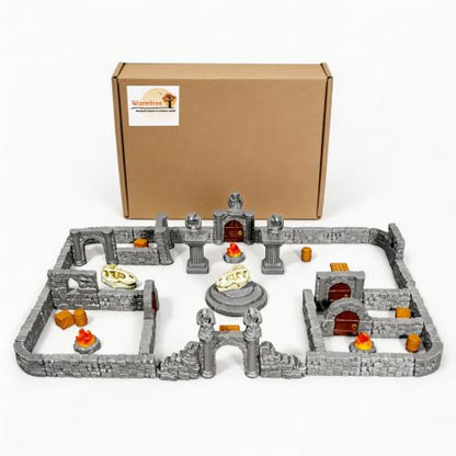 Warmtree 60 Pcs Modular Dungeon Walls,28mm Miniature Terrain | Building Accessories for Tabletop Scene Diorama Supplies Battle Grid Mat Accessory Gift of Christmas Halloween