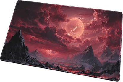 MTG Playmats(Stitched) 14x24in Compatible for OCG CCG RPG TCG Playmats with Card Zones Storage Bag (Fantasy Moon-No Zone) - color: Fantasy Moon-no Zone