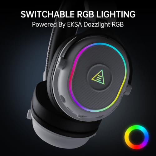 EKSA Wireless Gaming Headset with Detachable Microphone for PC,PS5,PS4 | Bluetooth Gaming Headphones with RGB, 30ms Latency, 50H Battery for Switch,Mobile,Mac,Computer, Stereo Sound Wired PC Headset - color: White