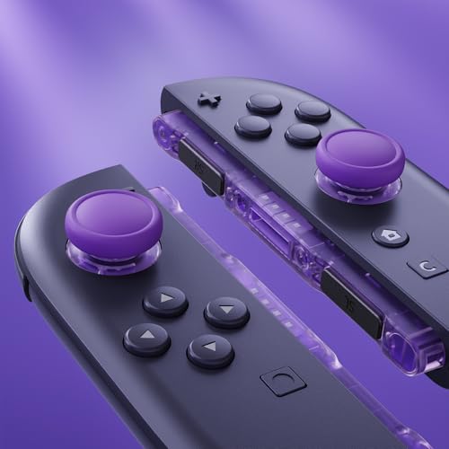 eXtremeRate Replacement 3D Joystick & Thumb Grips & Side Rail Shell Buttons for Nintendo Switch 2 JoyCon, Console Rail Stickers Left Right Analog Thumbsticks Caps for Switch 2 - Clear Atomic Purple - color: Clear Atomic Purple
