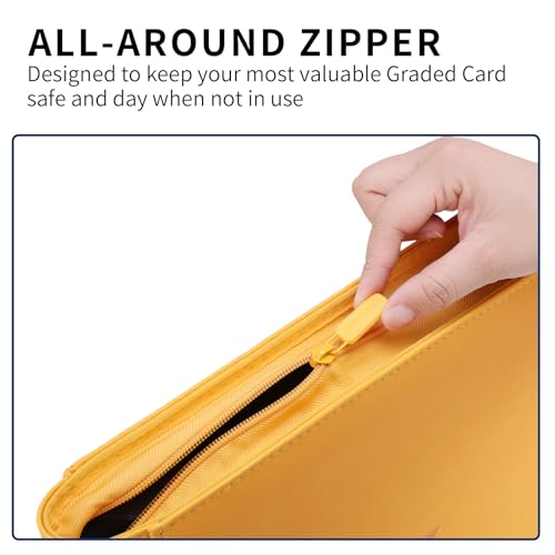 Snekdy premium 1024-pocket trading card binder, 16-pocket cards album, waterproof PU-leather Cover album with side loading, holds gaming, baseball, basketball & sports cards (Yellow) - color: Yellow