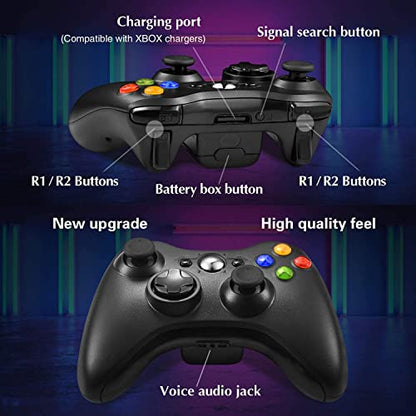 Etpark Wireless Controller for Xbox 360, Xbox 360 Joystick Wireless Game Controller for Xbox 360 & Slim Console and PC Windows XP/7/8/10(Black) - color: Black-wireless