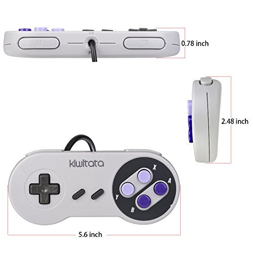 KIWITATA 2X Classic SNES USB Controller for PC Gamings, Retro SNES Wired USB Game Emulator Controller for Windows XP 7 8 11 Mac Raspberry Pi