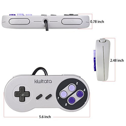 KIWITATA 2X Classic SNES USB Controller for PC Gamings, Retro SNES Wired USB Game Emulator Controller for Windows XP 7 8 11 Mac Raspberry Pi