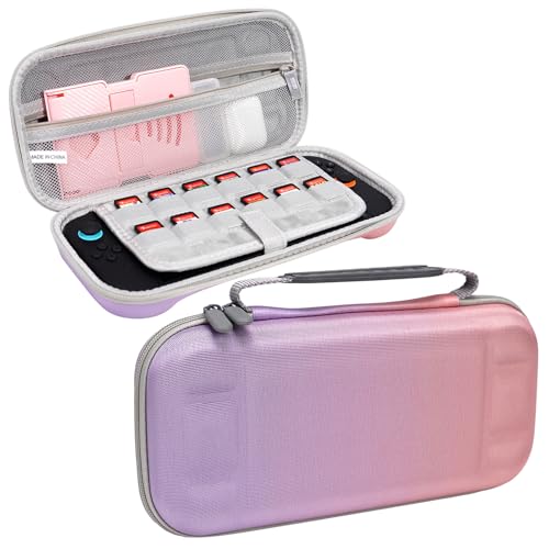 FIWWAT Switch 2 Case Carrying Case- for Nintendo Switch 2 2025 Accessories, Hard Shell Protective Cover Travel Bag with 12 Game Card Slots, for Girls Cute, Pink+Purple - color: Pink Purple, size: for Nintendo Switch 2 2025
