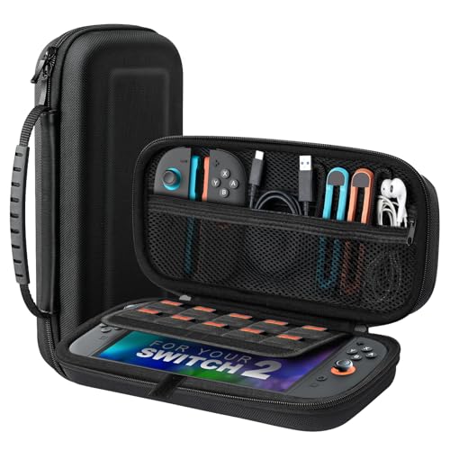 TiMOVO Carrying Case for Nintendo Switch 2 (2025), Black | Large Capacity, Hard Shell Protective, 10 Game Card Slots, Pockets for Console & Accessories, Portable Travel Pouch - color: Black, size: 10 Slots