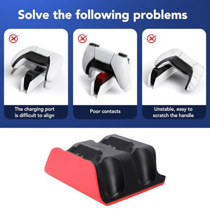 Tangxi PS 5 Controller Charger Station for Dual Wireless Controllers Simultaneous Charging, Compatible with PS 5 Pro, Slim, Dualsensess, Edge Controller (Red) - color: Red