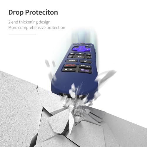 Silicone Cover for Roku Voice Remote Pro 2nd Ed. Roku Remote Control RCB1R Protective Silicone Case Sleeve Shockproof Skin for Roku Remote with Lanyard (Dark Blue) - color: dark blue