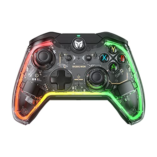 BIGBIG WON Wired Controller, Rainbow Lite PC Controllers for Gaming RGB Light, Custom Buttons, Macro, Turbo, Dual Shock Controller for Switch/Win10&11 PC Game Controller - size: Rainbow Lite