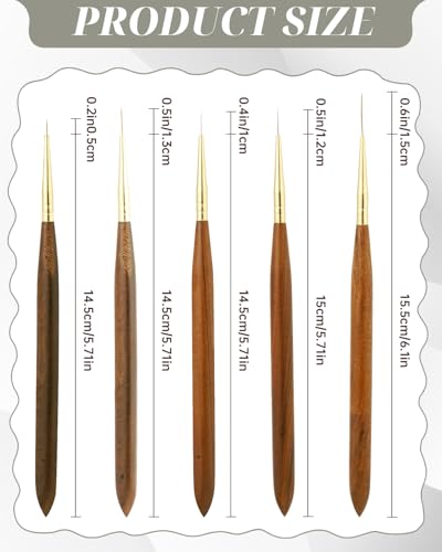 EORTA 5PCS Long Liner Detail Paint Brushes, Sandalwood Handle Fine Line Artist Brushes for Watercolor, Acrylic & Oil – Precision Edge, Outline & Micro Detail Painting (0.6/0.9/1.2/1.5/1.8)