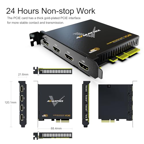 1080p60 4-PCI-E Capture Card | Live Stream and Record, Ultra-Low Latency, PS5, PS4 Pro, Xbox Series X/S, Xbox One X, OBS, Twitch, YouTube, Nintendo Switch - color: PCIE-4CH HDMI