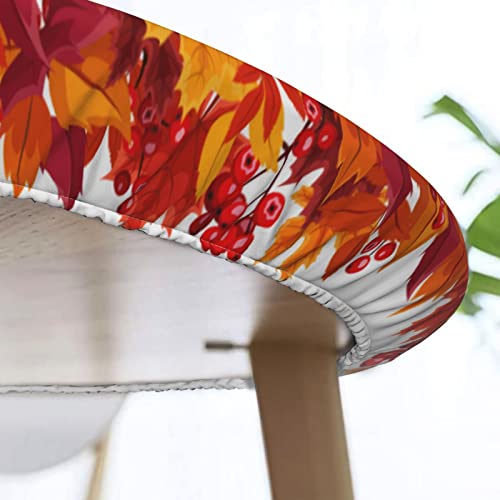 Autumn Maple Leaves Round Tablecloth Elastic Fitted Table Cover Washable Elastic Edge Tablecloths for Kitchen Dining Party Fitted Table 40-44 inch - color: Maple Leaves S, size: 40" (Round)