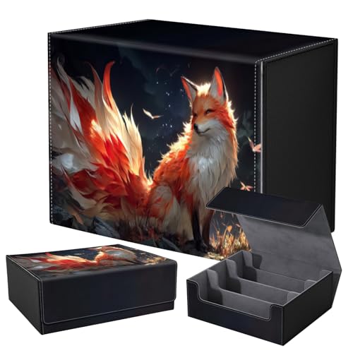 Strong Magnet for TCG MTG Commander Deck Box Playing Card Case Organizer Trading Card Case Creative Pattern Trading Card Storage Box for Collectible Games Up to 2400 Cards,Cute Red Fox - color: Cute Red Fox