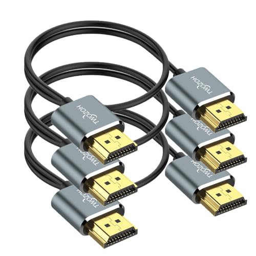 Twozoh Slim 4K HDMI Cable 1.6FT 3 Pack, Ultra Thin & Flexible Skinny HDMI to HDMI 2.0 Cord Support 4K/60HZ 18gbps Laptop, Monitor, PS5, PS4, Xbox One, Fire TV - color: THIN HDMI 3-Pack, size: 1.6Ft
