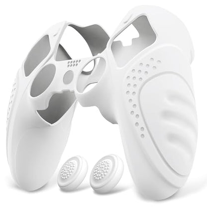 PlayVital Guardian Edition Anti-Slip Ergonomic Silicone Cover Case for ps5 Edge Controller, Soft Rubber Protector Skin for ps5 Edge Wireless Controller with Thumb Grip Caps - White - color: White