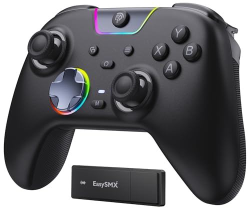 EasySMX X05Pro Wireless Gaming Controller for PC, Switch, Android/iOS | Hall Effect Joysticks, Ultra-Quiet Buttons, 2-Stage Triggers, 1000Hz Polling, Programmable, Black - color: black