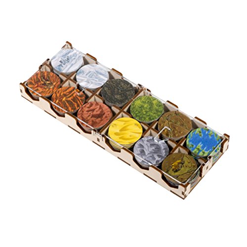 The Broken Token Terra Mystica Compatible Game Organizer - Wood Storage Box with Multiple Trays