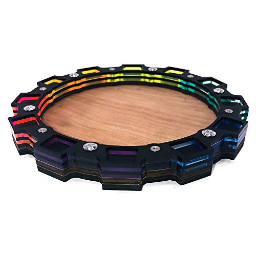C4Labs Dice Tray - Rainbow Design, Stainless Steel, Wood, Acrylic, 7.9" x 6.1" - color: Rainbow