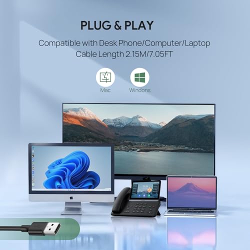 Yealink UH42 USB-C/A Wired Headset,AI Noise Cancelling Mic,in-Line Controls | Teams/Zoom Certified, Dual-Ear Headphones, Plug & Play for PC/Laptop/Phone,7ft Cable, Dynamic EQ, Call Center, Hybrid Work
