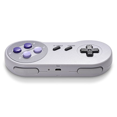 2 Pack Wireless USB SNES Controller for Windows PC, macOS (Purple/Gray) | (Rechargeable), (Plug and Play), (Ultra-Low Latency 2.4GHz USB Receiver), Compatible with Snes9X, OpenEmu Emulators, Linux - color: Gray/Purple
