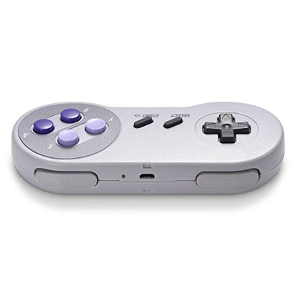 2 Pack Wireless USB SNES Controller for Windows PC, macOS (Purple/Gray) | (Rechargeable), (Plug and Play), (Ultra-Low Latency 2.4GHz USB Receiver), Compatible with Snes9X, OpenEmu Emulators, Linux - color: Gray/Purple