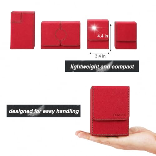 MTG Deck Box with Commander Display, Fits TCG Cards (Red&Green) | Holds 120 Single/100 Double-Sleeved Cards, Fit MTG/PTCG/OPTCG Cards, Strong Magnet, PU Leather, With 2 Dividers & 1 Toploader - color: Red and Green